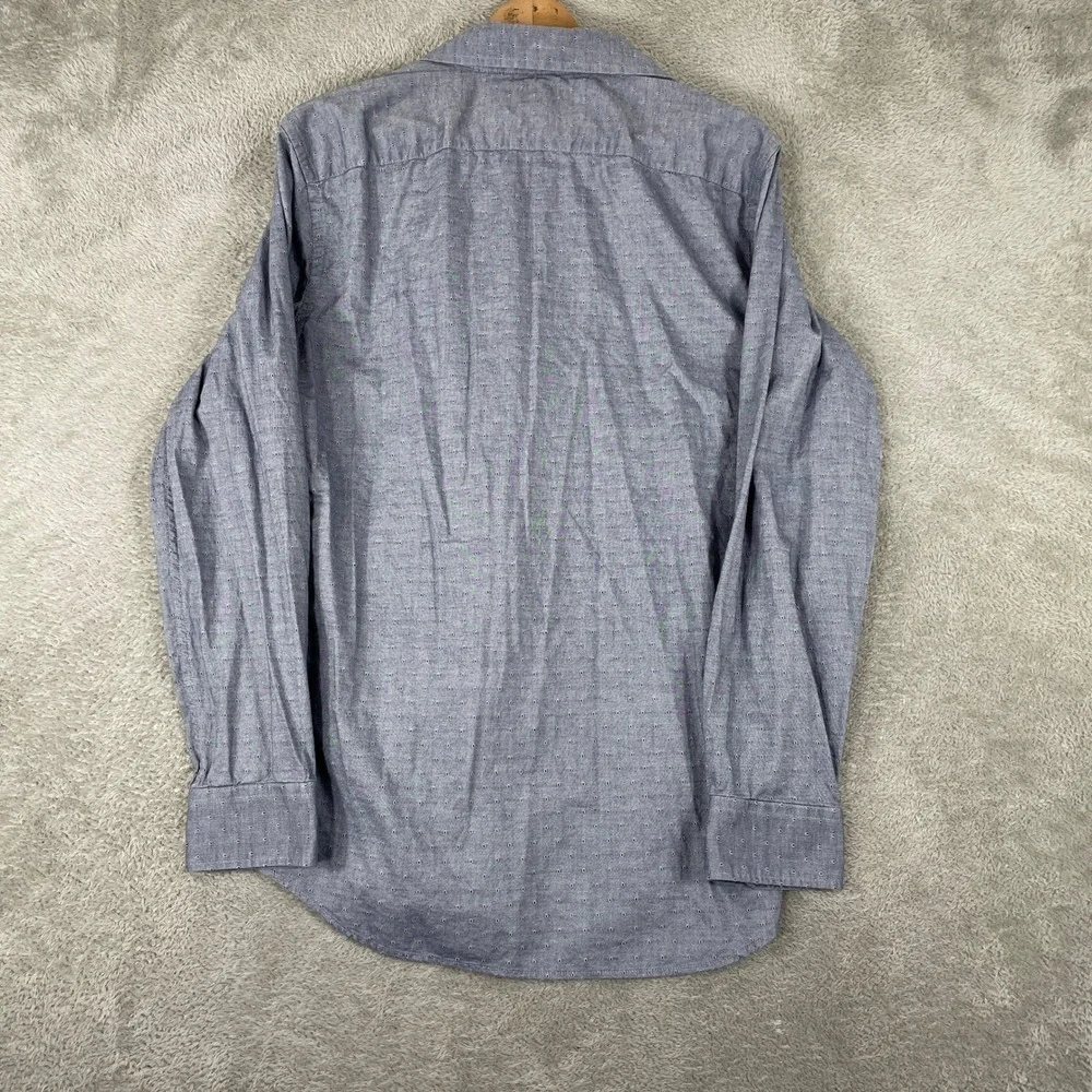 Banana Republic Button Down Shirt Mens Medium Blue Stretch Soft Wash Slim Dobby